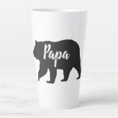 Tasse Latte Russe Papa Bear Simple Typographie noir et blanc (Devant)