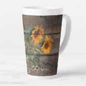 Tasse Latte Rustic Barn Wood Sunflower (Angle droit)