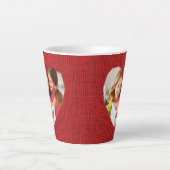 Tasse Latte Rustic Burlap Red Heart Mom Photo (Devant)