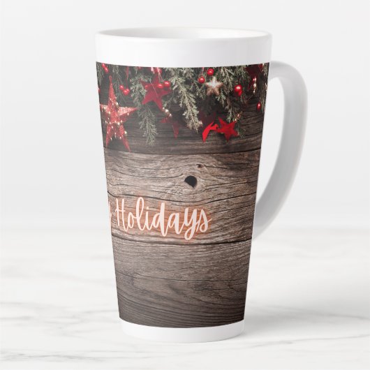 Tasse Latte Rustic Neon Joyeuses Fêtes (Angle droit)