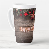 Tasse Latte Rustic Neon Joyeuses Fêtes (Angle gauche)