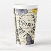 Tasse Latte rustique français scripts de pays paris eiffel tow (Devant)