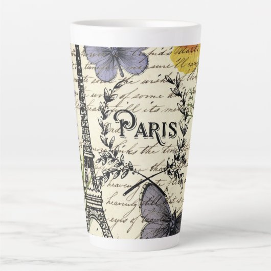 Tasse Latte rustique français scripts de pays paris eiffel tow (Devant)