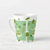 Tasse Latte Sac à thé vert de carton souriant Motif feuille (Angle gauche)
