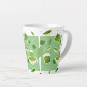 Tasse Latte Sac à thé vert de carton souriant Motif feuille (Angle droit)