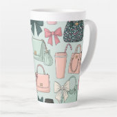 Tasse Latte Sacs à main, rubans et lattés (Angle droit)