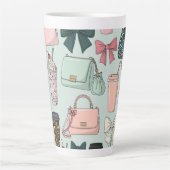 Tasse Latte Sacs à main, rubans et lattés (Devant)