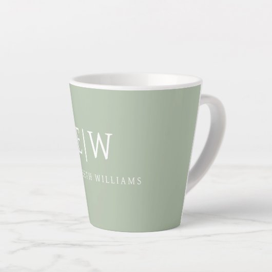 Tasse Latte Sage Green Professionnel Simple Monogramme Minimal (Angle droit)