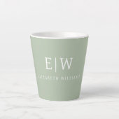 Tasse Latte Sage Green Professionnel Simple Monogramme Minimal (Devant)