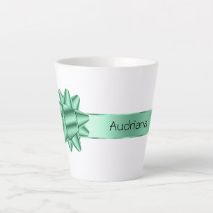 Tasse Latte Sage Green Ribbon Bow Noël
