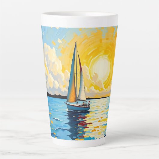 Tasse Latte Sailboat at Sunset (Devant)