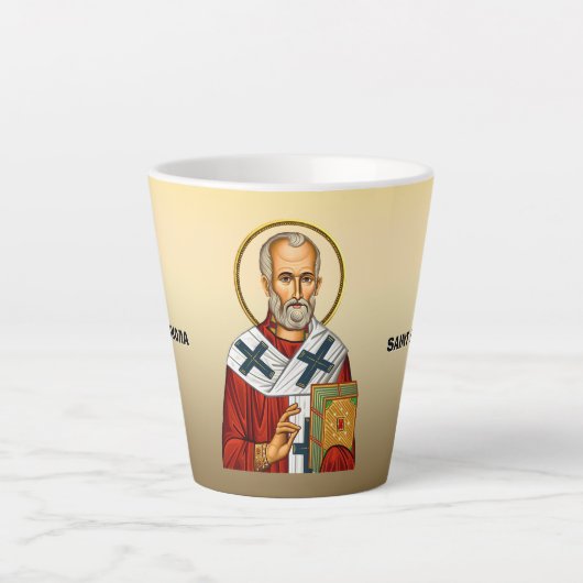 Tasse Latte Saint Nicolas icône orthodoxe serbe des saints (Devant)