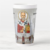 Tasse Latte Saint Nicolas saints orthodoxe serbe icône (Devant)