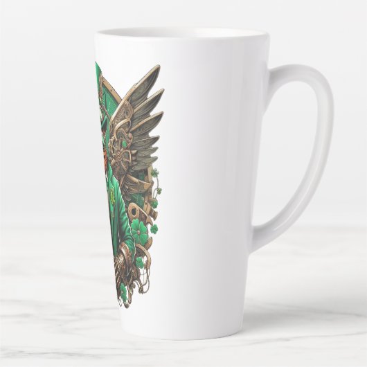 Tasse Latte Saint Patrick's Day trèfle à vapeur (Droite)