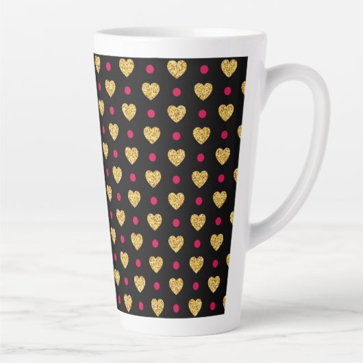 Tasse Latte Saint Valentin Coeurs d'or Motif-23655 (Droite)