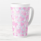 Tasse Latte Saint Valentin Coeurs roses Arrière - plan (Angle droit)