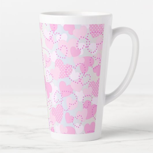 Tasse Latte Saint Valentin Coeurs roses Arrière - plan (Droite)