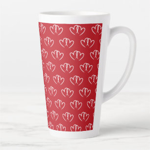 Tasse Latte Saint-Valentin, deux cœurs blancs -