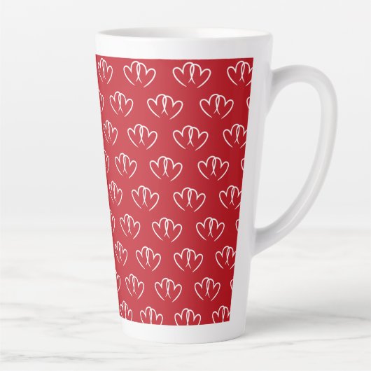 Tasse Latte Saint-Valentin, deux cœurs blancs - (Droite)
