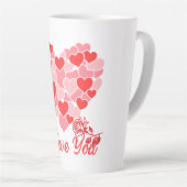 Tasse Latte Saint Valentin Je t'aime Coeurs et rose (Angle droit)