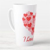 Tasse Latte Saint Valentin Je t'aime Coeurs et rose (Angle gauche)