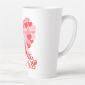 Tasse Latte Saint Valentin Je t'aime Coeurs et rose (Droite)