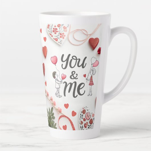 Tasse Latte Saint-Valentin "Toi & Moi" romantique (Droite)
