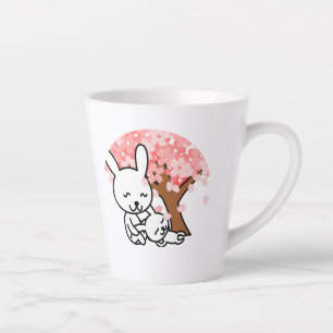 Tasse Latte Sakura Tree Cute Kawaii bunny Couple