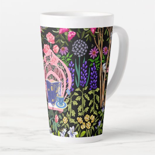 Tasse Latte Salle de lecture Jardin | Blanc (Angle droit)