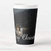 Tasse Latte Salutations de Noël avec Witch House (Devant)