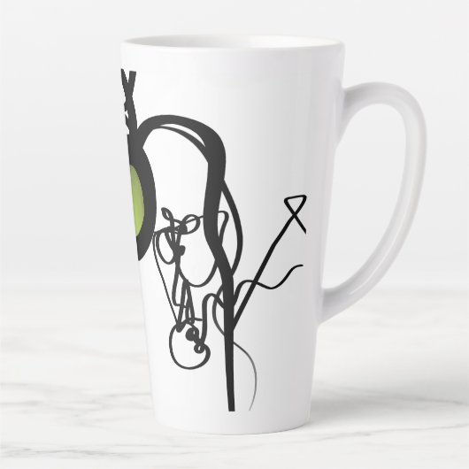 Tasse Latte Salutations de Philydion : Abstrait noir & blanc (Droite)