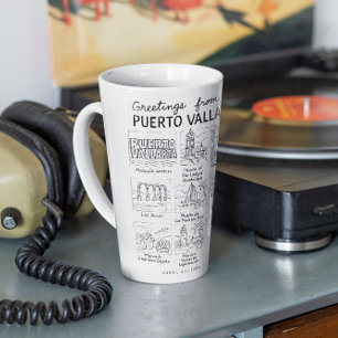 Tasse Latte Salutations de Puerto Vallarta Croquis dessiné à