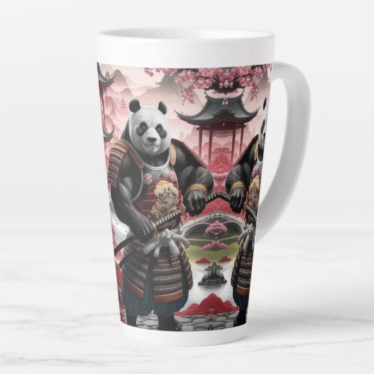 Tasse Latte Samurai Panda dans le paysage chinois traditionnel (Angle droit)