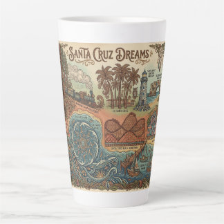 Tasse Latte Santa Cruz California Dreams Map – Côte vibrante
