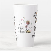 Tasse Latte Santé mentale simulée par des blagues de chats (Devant)
