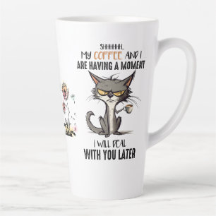 Tasse Latte Santé mentale simulée par des blagues de chats