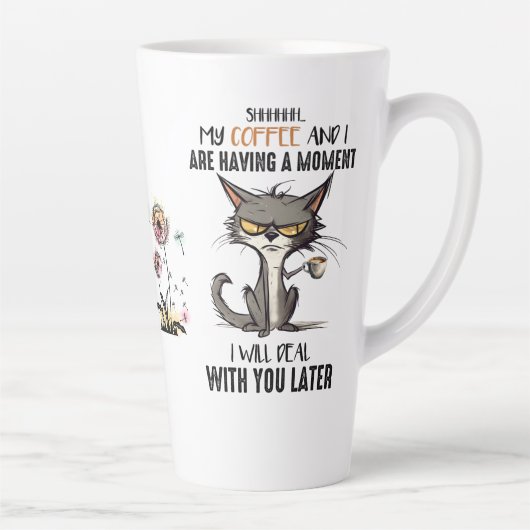 Tasse Latte Santé mentale simulée par des blagues de chats (Droite)