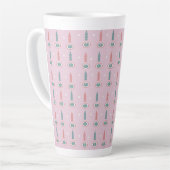 Tasse Latte Sapins de Noël Flocons Rose Vert   (Angle gauche)