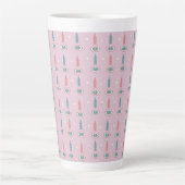 Tasse Latte Sapins de Noël Flocons Rose Vert   (Devant)
