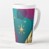 Tasse Latte Sarcelle Et Fuchsia Moderne Abstrait Avec Étoiles (Angle droit)