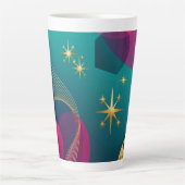 Tasse Latte Sarcelle Et Fuchsia Moderne Abstrait Avec Étoiles (Devant)