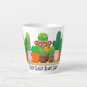 Tasse Latte Sassy Classy Cactus Plante Lady Aquarelle