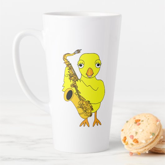 Tasse Latte Saxophone Chick (En situation)