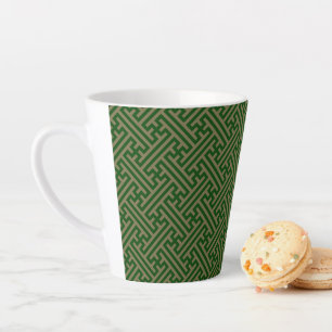 Tasse Latte Sayagata motif, japonais, vert et or