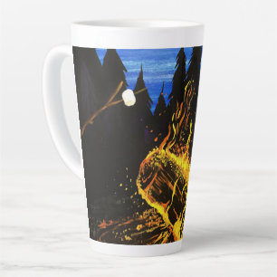 Tasse Latte Scène de campagne chaleureuse au coucher du soleil