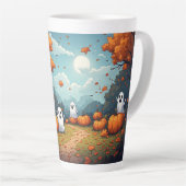 Tasse Latte Scène de forêt Halloween Patch de citrouille 🎃 (Angle droit)