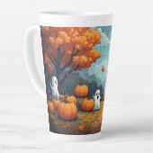 Tasse Latte Scène de forêt Halloween Patch de citrouille 🎃 (Angle gauche)