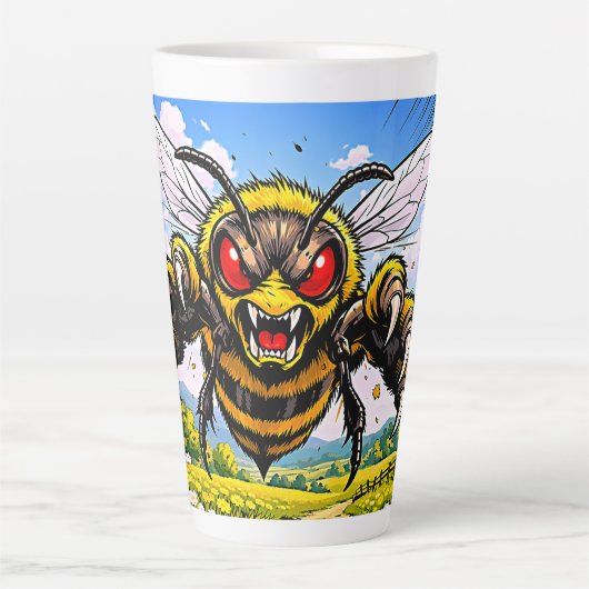 Tasse Latte Scène d'insecte ailé de dessin animé (Devant)