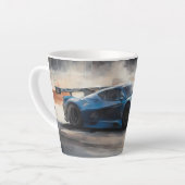 Tasse Latte Scène dynamique de course urbaine bleue (Angle gauche)