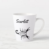 Tasse Latte Scorpio Black Scorpion Star Sign Nom personnalisé (Droite)